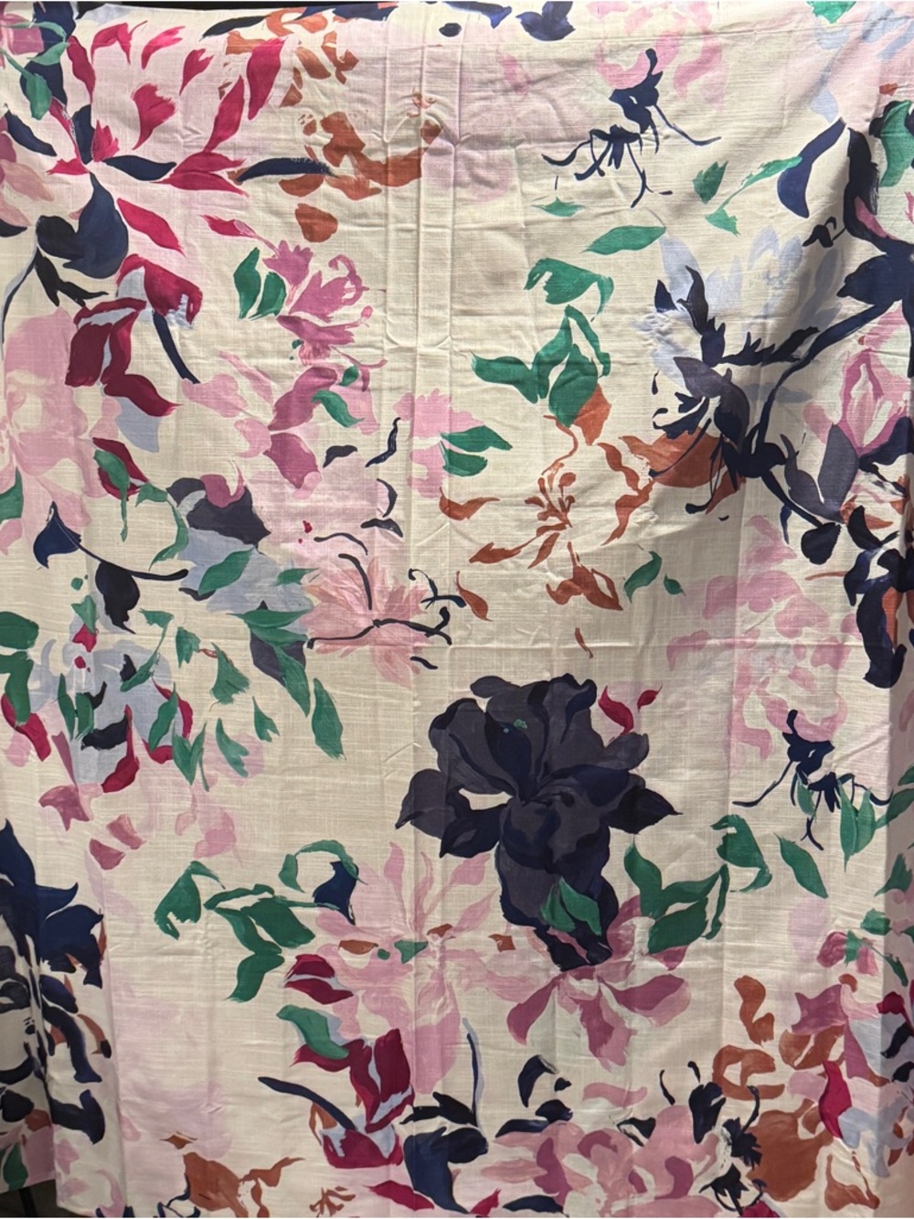 Anthropologie Floral Watercolor Shower Curtain - Pink, Green, Navy, Cream - Picture 5 of 5
